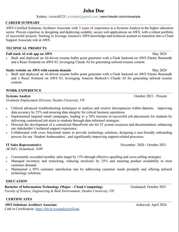 Resume example